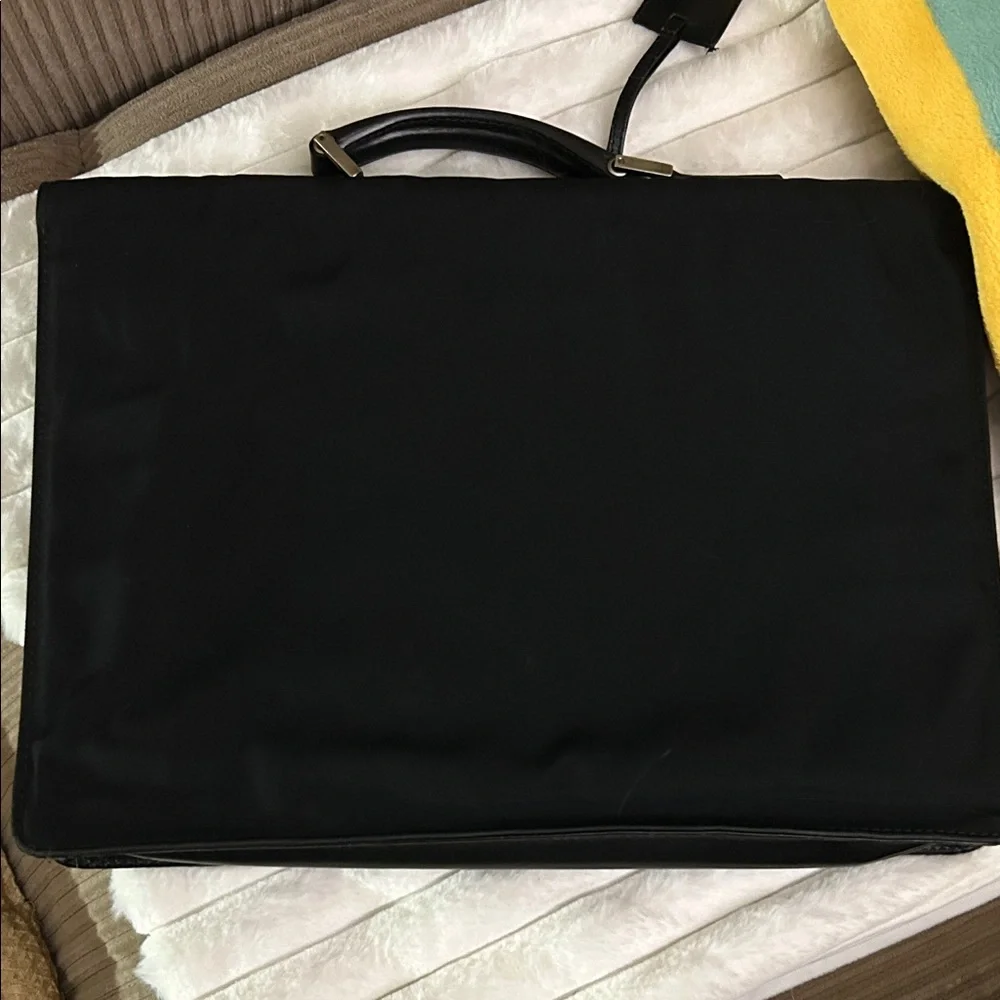 Gucci Black Nylon and Leather Combination Lock Briefcase